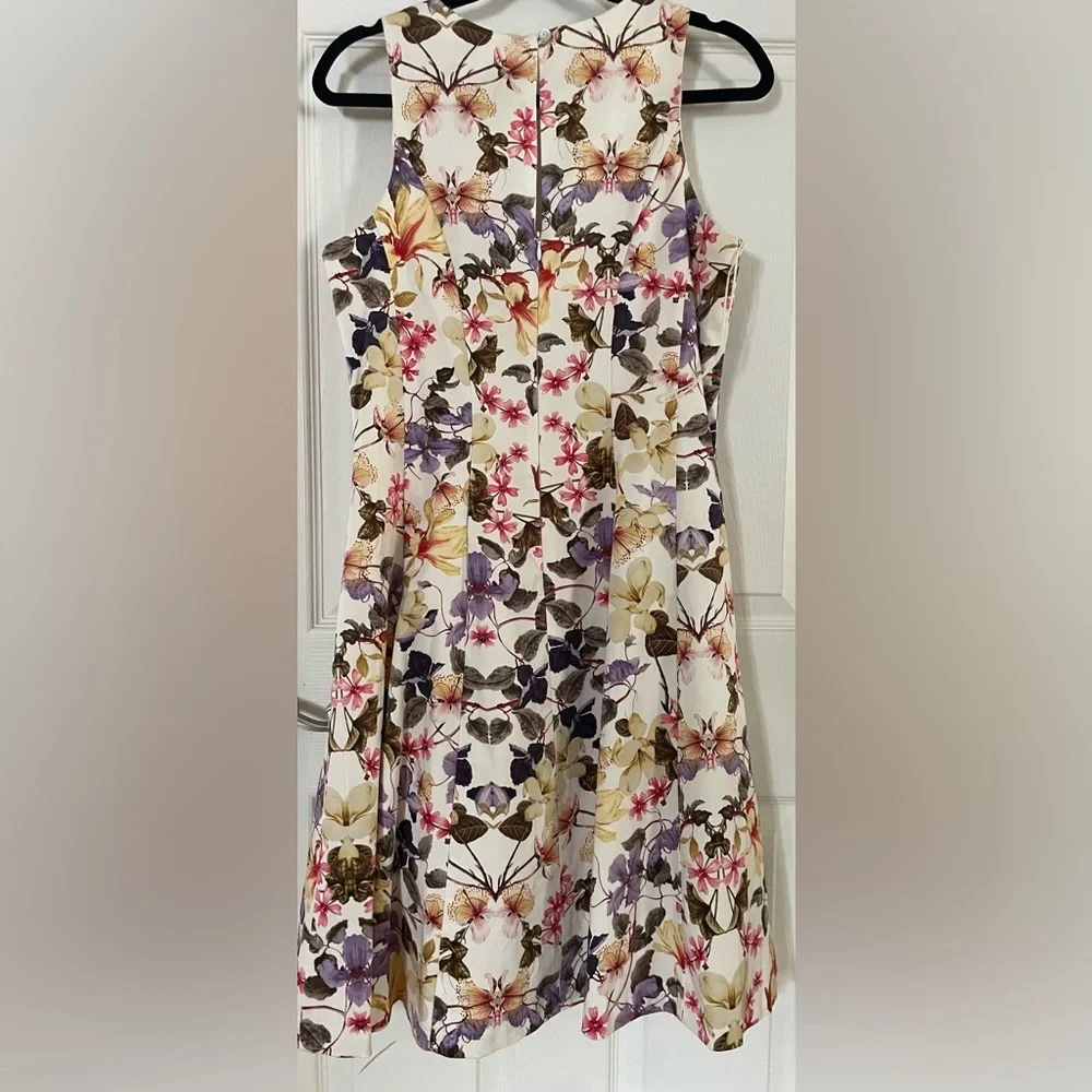 Ronni Nicole Cream Floral Skater Skirt with Pink & Purple Blooms